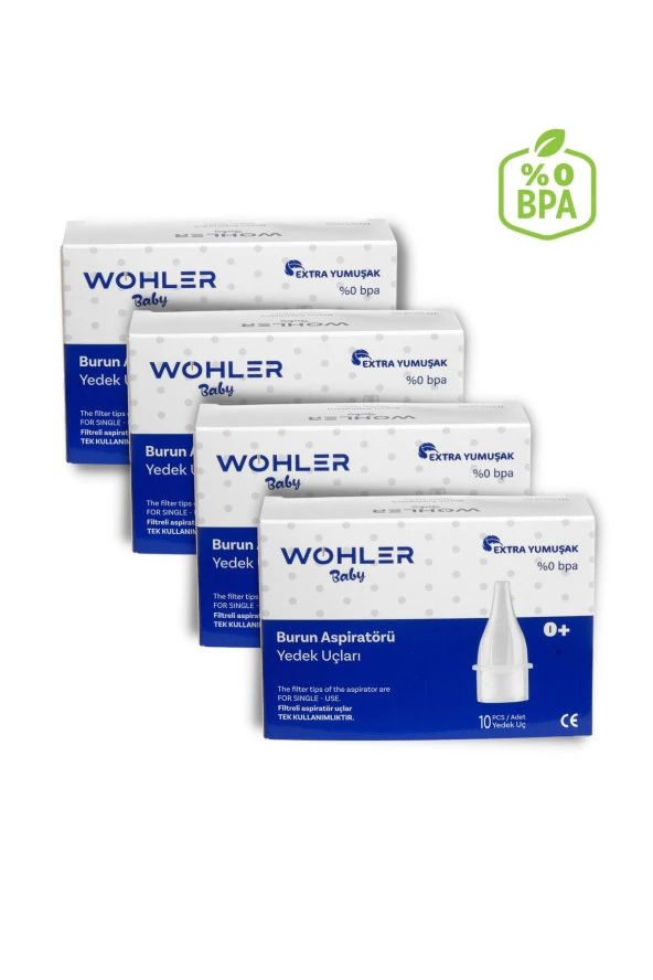 Wohler Nazal Burun Aspiratörü Yedek Uç 10 'lu Tek Tek Poşetli X 4 = 40 Ad. (otri Bebe Uyumlu)