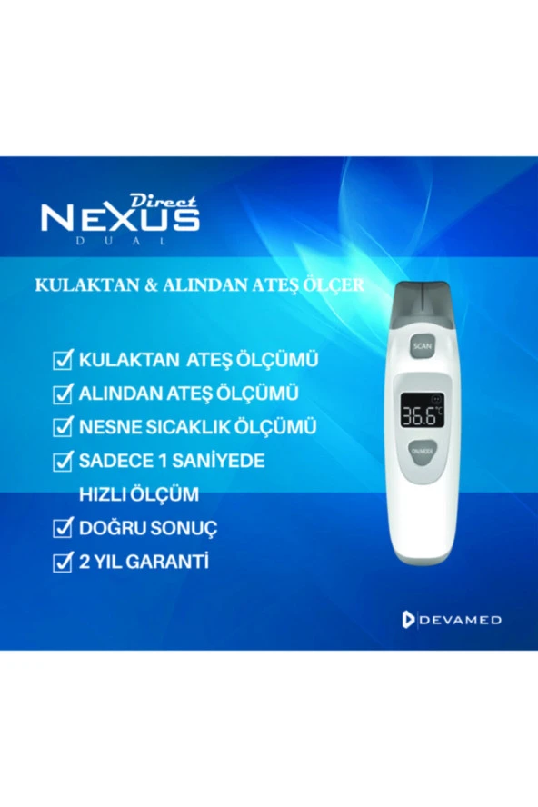 Direct Nexus Dual Kulaktan ve Alından Ateş Ölçer