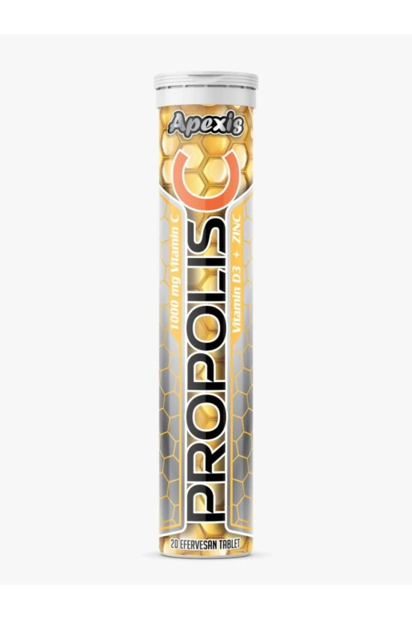 APEXİS Propolis C Vitamini 1000mg Vitamin D3 Çinko(ZİNK) 20 Efervesan Tablet