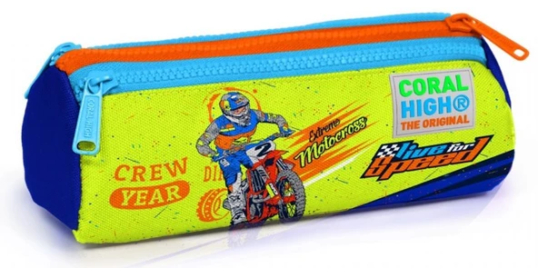 Coral High Sarı Mavi Motorsiklet İlkokul Sırt Çantası ve Kalemlik Seti - Resim 5