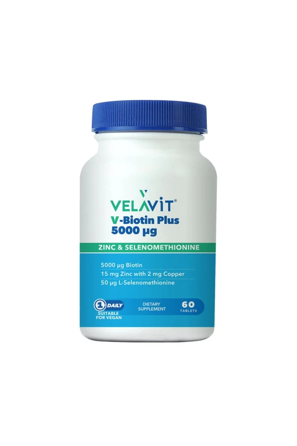 Velavit V-Biotin Plus 5000mcg Takviye Edici Gıda 60 Tablet