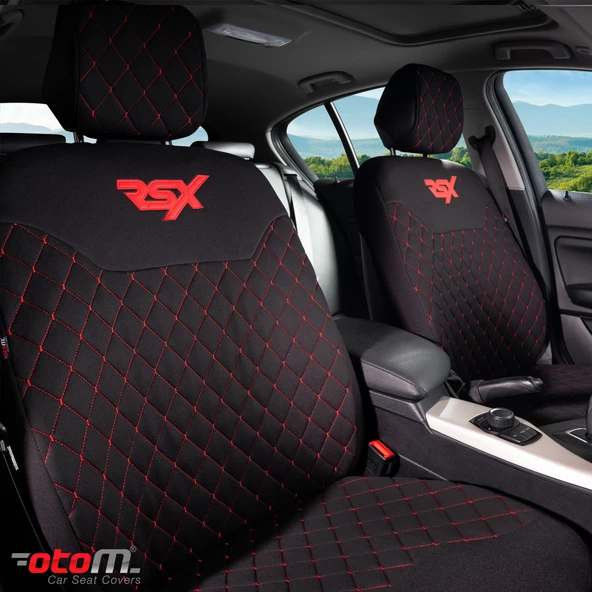 Otom Rsx Sport Koruyucu Oto Koltuk Minderi 2li Set Siyah-Kırmızı - 2