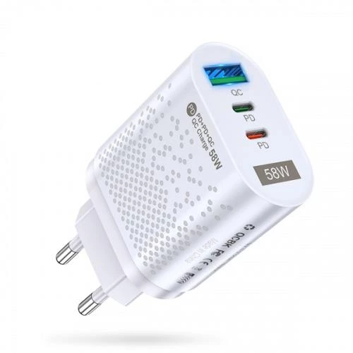 Polham Süper Hızlı 58W 2x PD Type C, 1x USB Girişli Şarj Başlığı, Yüksek Akım Korumalı Şarj Adaptörü - 7