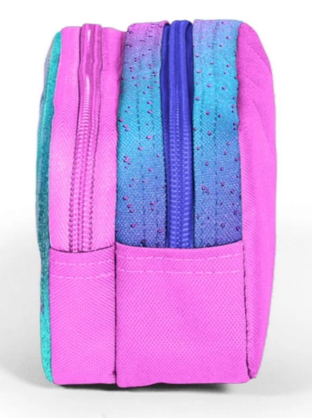 Coral High İki Bölmeli Kız Çocuk Pembe Yeşil Kaplumbağa Kalem Çantası Kalemlik - Resim 2