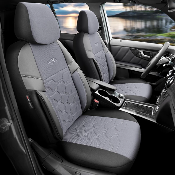 Otom Hexa Design Stitch Tech Ekstra Destekli Oto Koltuk Kılıfı  Füme-Füme
