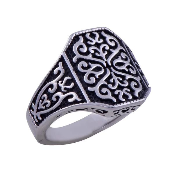 Erkek Çelik Yüzük CR 5001  Motifli - 2