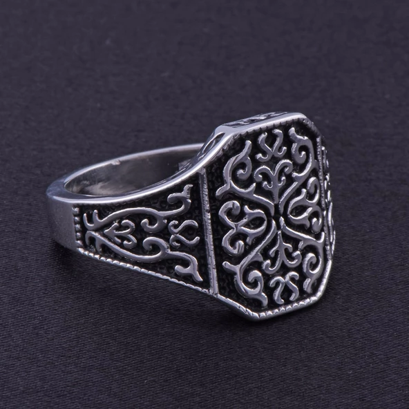 Erkek Çelik Yüzük CR 5001  Motifli - 3