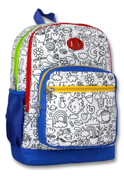 Cennec Boyanabilir İlkokul Okul Sırt Çantası - Kız ve Erkek Çocuk - Lacivert Beyaz ürün görseli