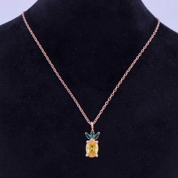 Gümüş Kolye (ZRK 2200) Ananas Model 2.2 gr Rose Gold - 2