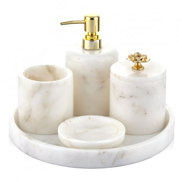Evza Mermer Banyo Seti Lotus Beyaz