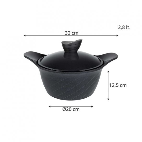 Anthony Alüminyum 20 cm Siyah Derin Tencere D-ANT20C - 6