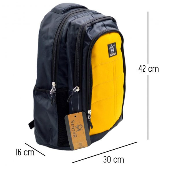 Sentor 3 Bölmeli Okul Sırt Çantası Sarı (50006) - Resim 2