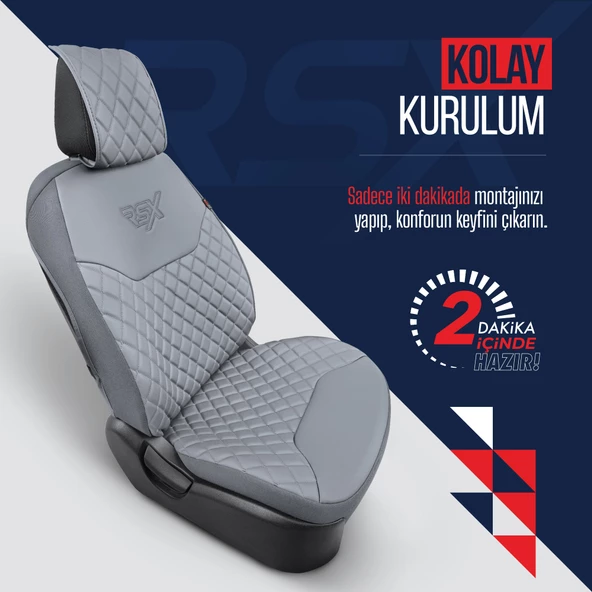 Otom Rsx Diamond Koruyucu Deri Oto Koltuk Minderi Füme - 4