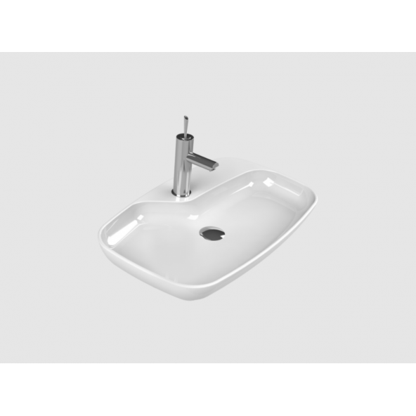 Turkuaz Nova 70x43 cm Batarya Delikli Tezgah Üstü Lavabo - 3