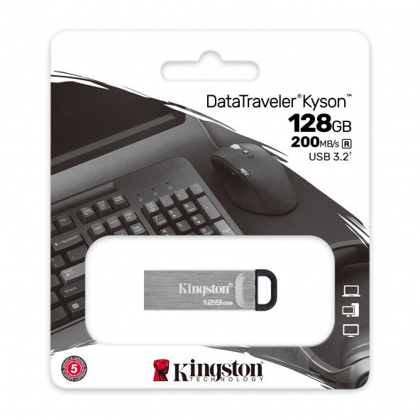Kingston DTKN/128GB DataTraveler Kyson  128GB 200MB/s Metal USB3.2 Flash Bellek