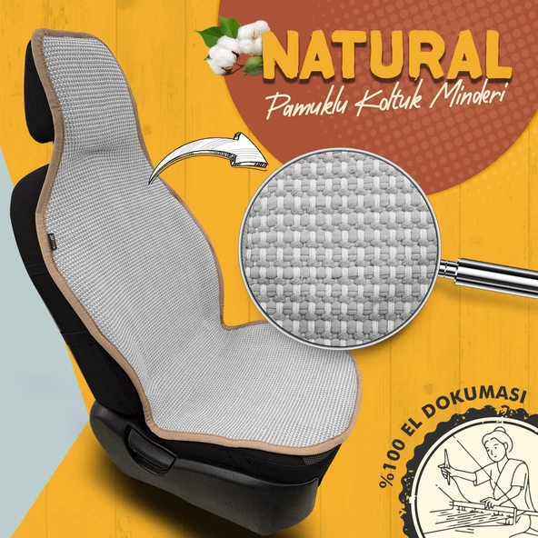 Otom Natural Design Kilim Minder Tek Koltuk El Dokuması Beyaz - 5