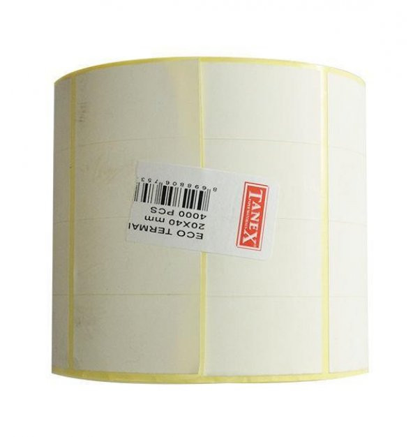 Tanex Barkod Etiketi Termal Eco 20x40 MM 25 MM Çap 4000 Lİ 4 lü ürün görseli 1