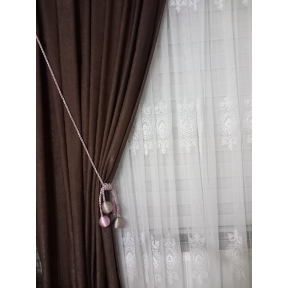 Fon Perde Toplama Aparatı Kornişe Takmatik Vizon Pembe Tavan Braçolu - 2