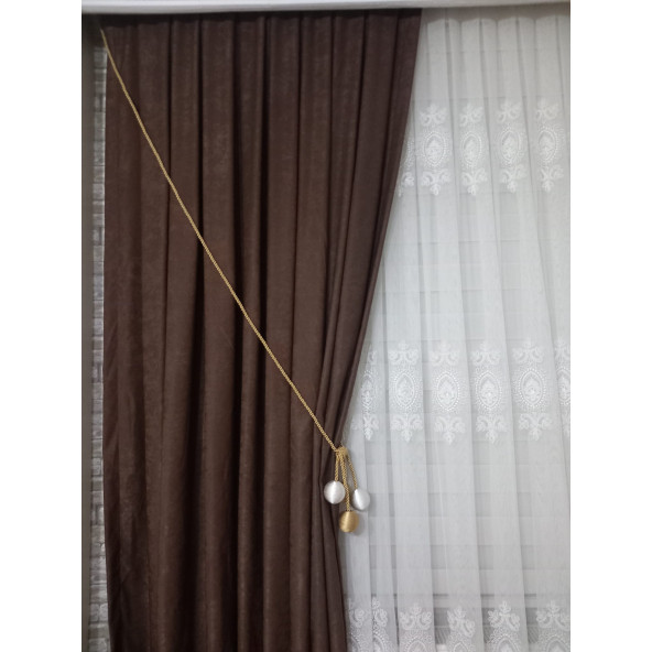 Fon Perde Toplama Aparatı Kornişe Takmatik Altın Beyaz Tavan Braçolu Perde Aksesuarı - 2