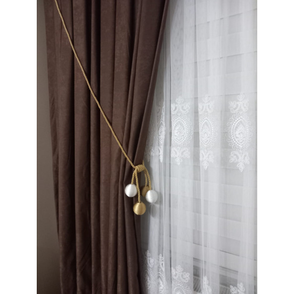 Fon Perde Toplama Aparatı Kornişe Takmatik Altın Beyaz Tavan Braçolu Perde Aksesuarı - 5