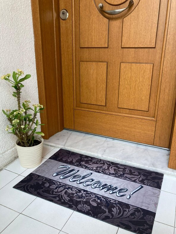 Homiano Kauçuk Kapı Paspası - Gri Welcome - 3