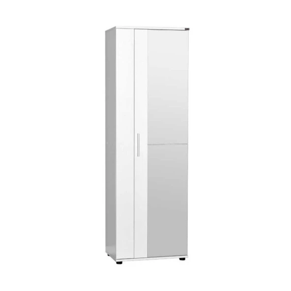 Porto 10 Raflı Kapaklı ve Aynalı Ayakkabılık-Mat Beyaz 60x187x35 cm (GxYxD)