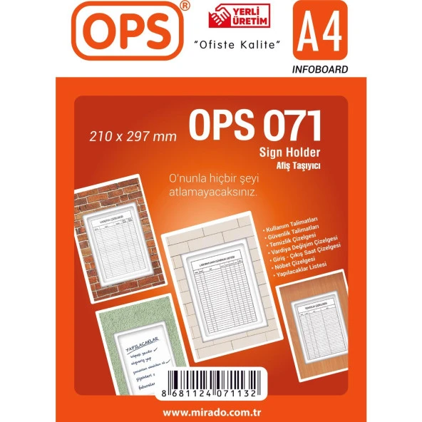 Ops Afiş Taşıyıcı A4 Duvar Tipi Afiş Taşıyıcı 210 x 297 MM - 2