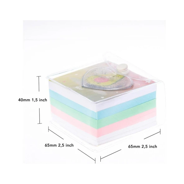 Vuki Küp Bloknot Simli Sulu 6.3 x 6.3 Cm Avokado Sulu ve Simli Küp Bloknot - 2