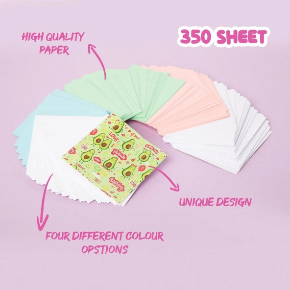 Vuki Küp Bloknot Simli Sulu 6.3 x 6.3 Cm Avokado Sulu ve Simli Küp Bloknot - 3