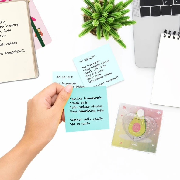 Vuki Küp Bloknot Simli Sulu 6.3 x 6.3 Cm Avokado Sulu ve Simli Küp Bloknot - 5