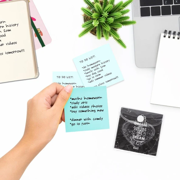 Vuki Küp Bloknot Simli Sulu 6.3 x 6.3 Cm Siyah Sulu ve Simli Küp Bloknot - Resim 5