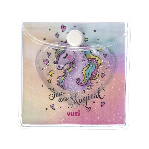 Vuki Küp Bloknot Simli Sulu 6.3 x 6.3 Cm Unicorn Sulu ve Simli Küp Bloknot