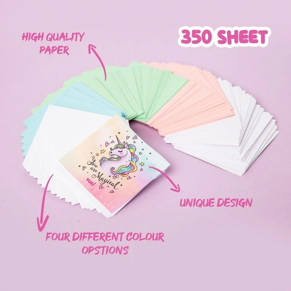 Vuki Küp Bloknot Simli Sulu 6.3 x 6.3 Cm Unicorn Sulu ve Simli Küp Bloknot - 3