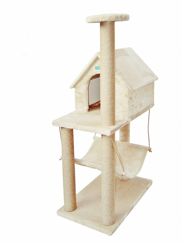 Hamak ve Çatılı kedi evi tırmalama TR511 bej