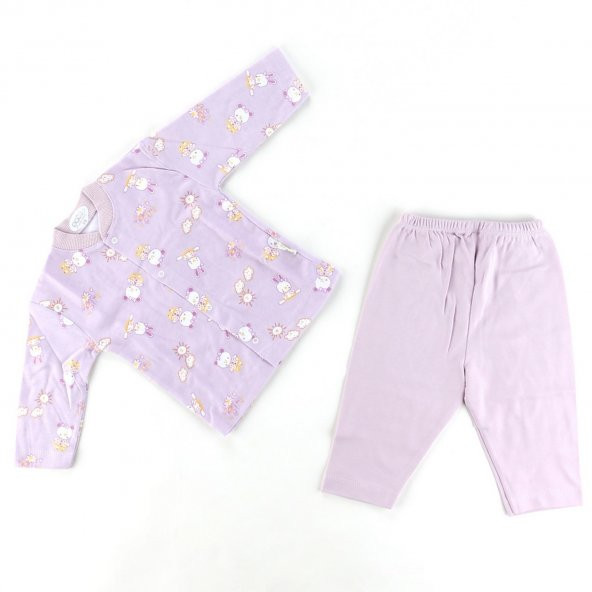 Sebi Bebe Ayılı Kız Baskılı Bebek Pijama Takımı 2329