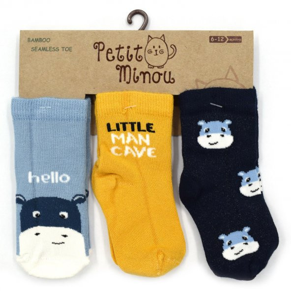 Petit Minou 3lü Hippo Bebek Çorabı 2178