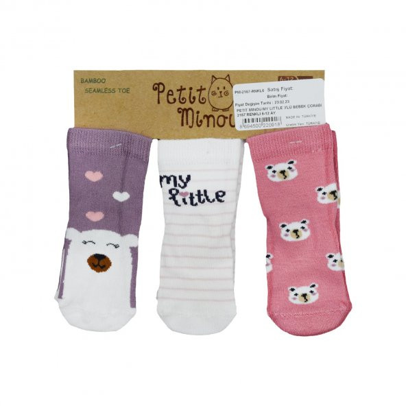 Petit Minou My Little 3lü Bebek Çorabı 2167