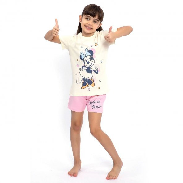 Minnie Mouse Kız Çocuk Şort Takımı D4641-3