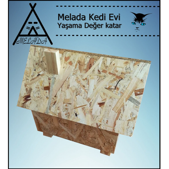 Melada Kedi Evi Dış Ortam Uygun Ahşap Kedi Evi OSB 50x50x35 cm - 3