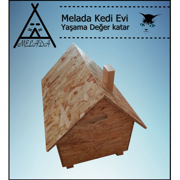 Melada Kedi Evi Dış Ortam Uygun Ahşap Kedi Evi OSB 50x50x35 cm - 5