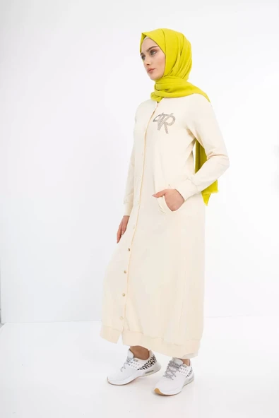 Çıtçıtlı İnce İpeksi İki İplik Kap - Krem - 5