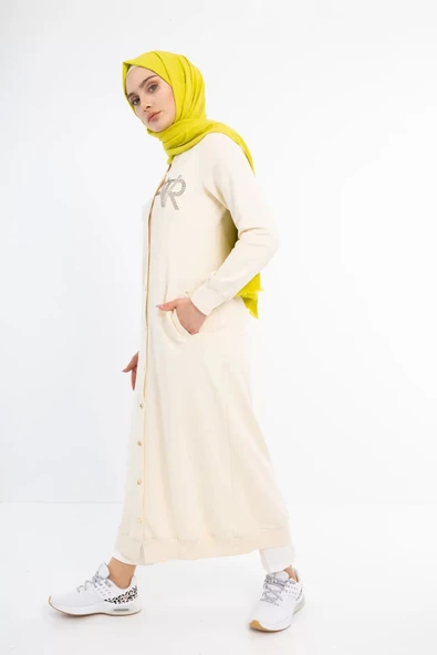 Çıtçıtlı İnce İpeksi İki İplik Kap - Krem - 4