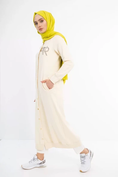 Çıtçıtlı İnce İpeksi İki İplik Kap - Krem - 3