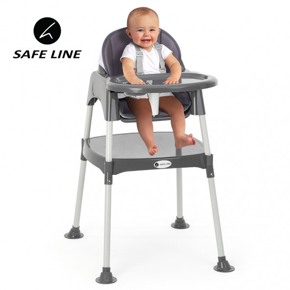 Safe Line Pocket Çalışma Masalı Mama Sandalyesi Dark Gri