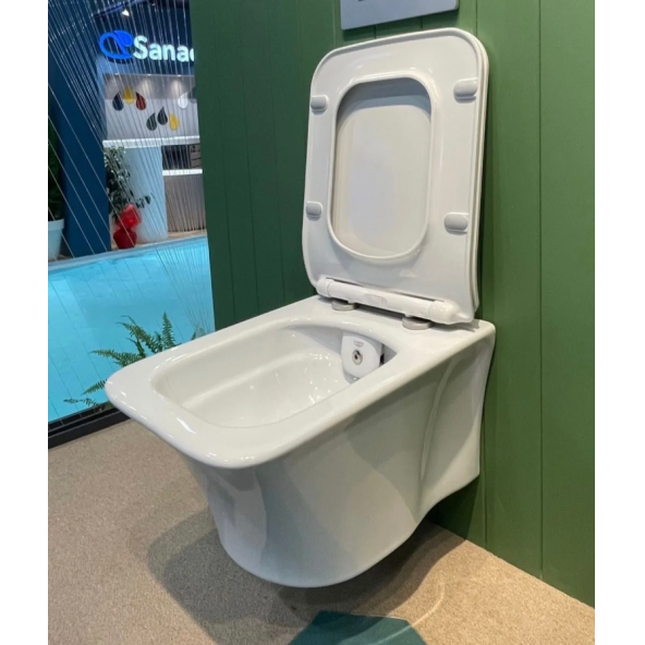 Turkuaz İbiza Kanalsız Asma Klozet ve Yavaş Kapak