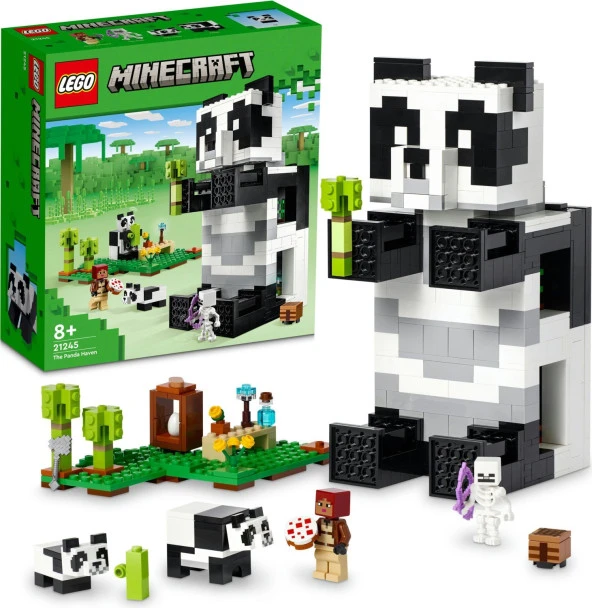 LEGO® Minecraft Panda Barınağı 21245 - 8 Yaş ve Üzeri Çocuklar Için Panda Gibi Görünen ve Hareket Ed