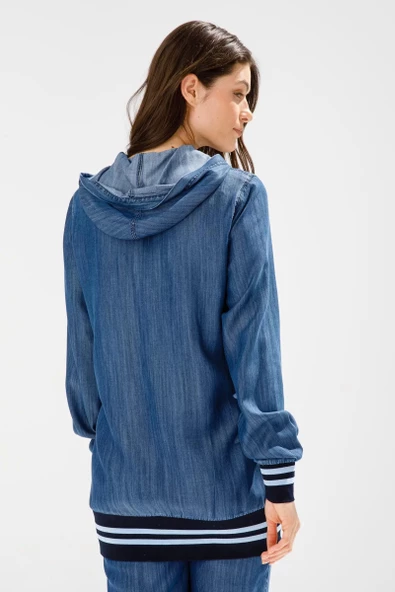 PANTOLON TUNİK İKİLİ LYOCELL KOT KOT TAKIM - Lyocell Koyu Mavi - 3