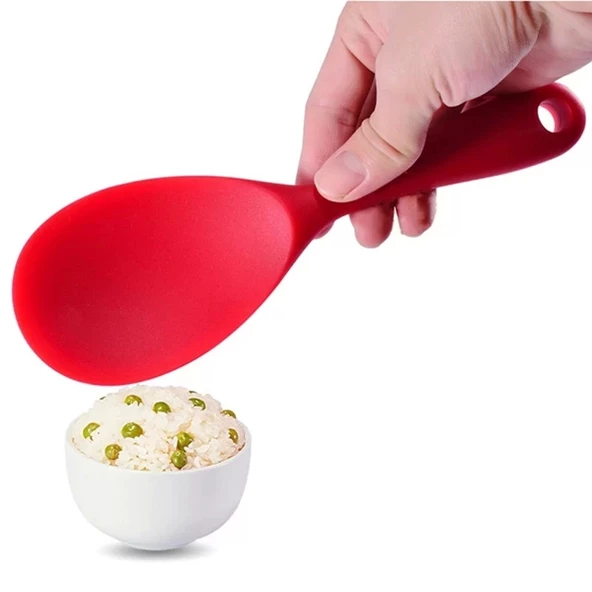 Burcummm Silikon Kısa Pilav Kaşığı  Kırmızı