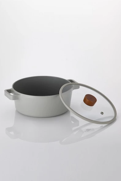 Fika Alüminyum Döküm Tencere Gri Cam Kapaklı 18cm - 3