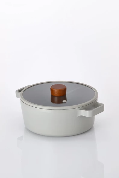 Fika Alüminyum Döküm Tencere Gri Cam Kapaklı 18cm - 2